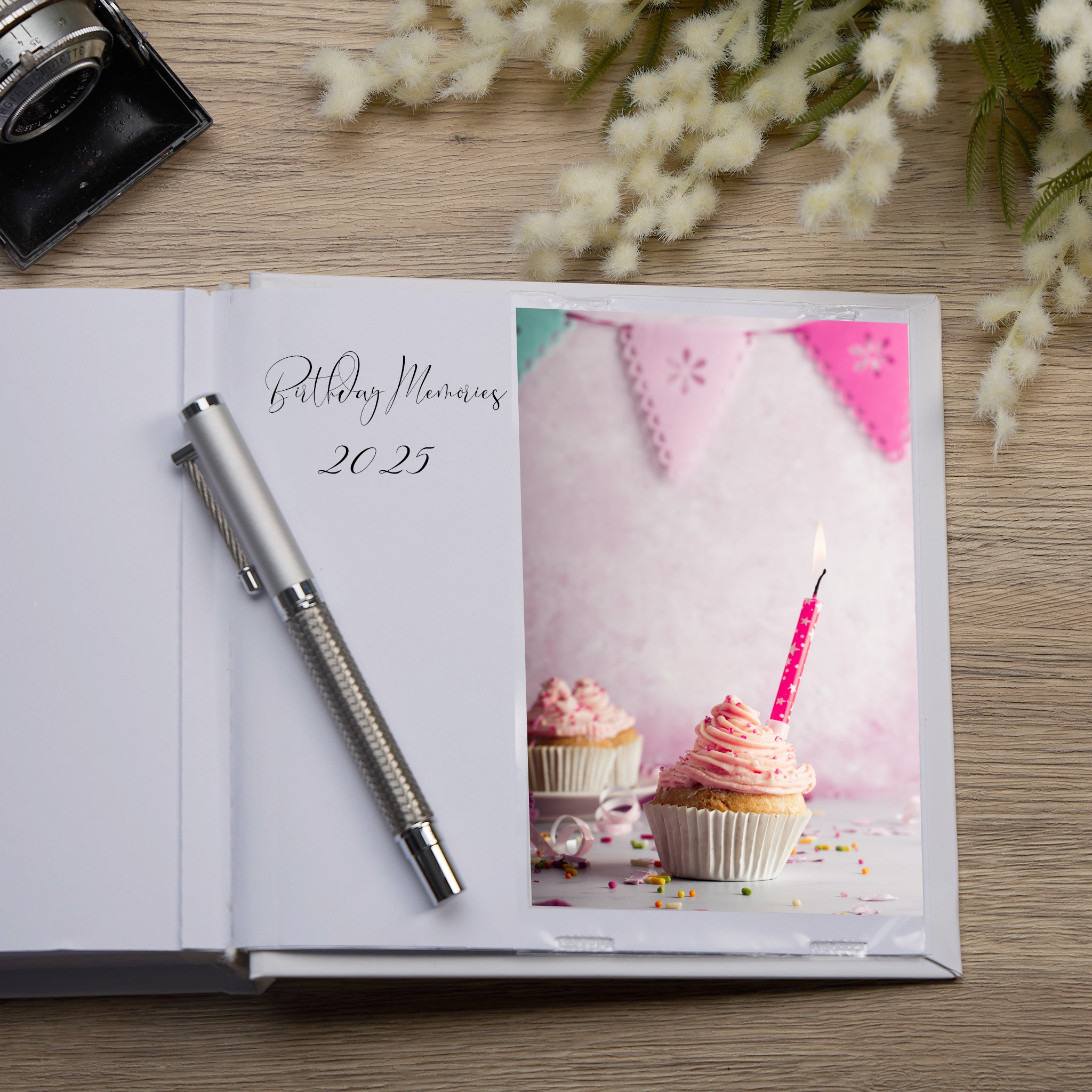 Personalised Any Age Birthday Photo album with Eucalyptus Design 18th, 21st, 30th, 40th, 50th, 60th