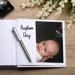 Personalised Baptism Blue Ornate Cross Design Photo Album