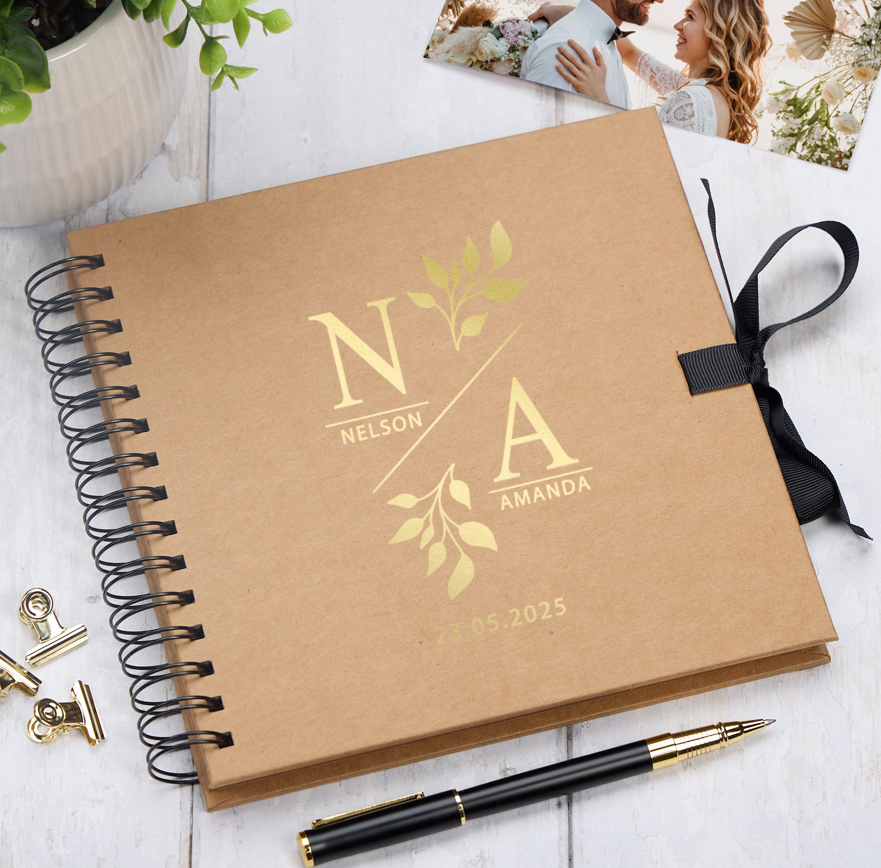 Personalised  Wedding Guest Book Reception Guestbook With Initials and Names