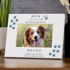Personalised Pet Memorial Photo Frame Leave Paw Prints On Our Hearts