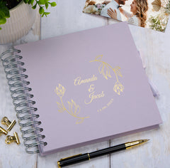 Personalised  Wedding Guest Book Reception Guestbook Flowers and Names