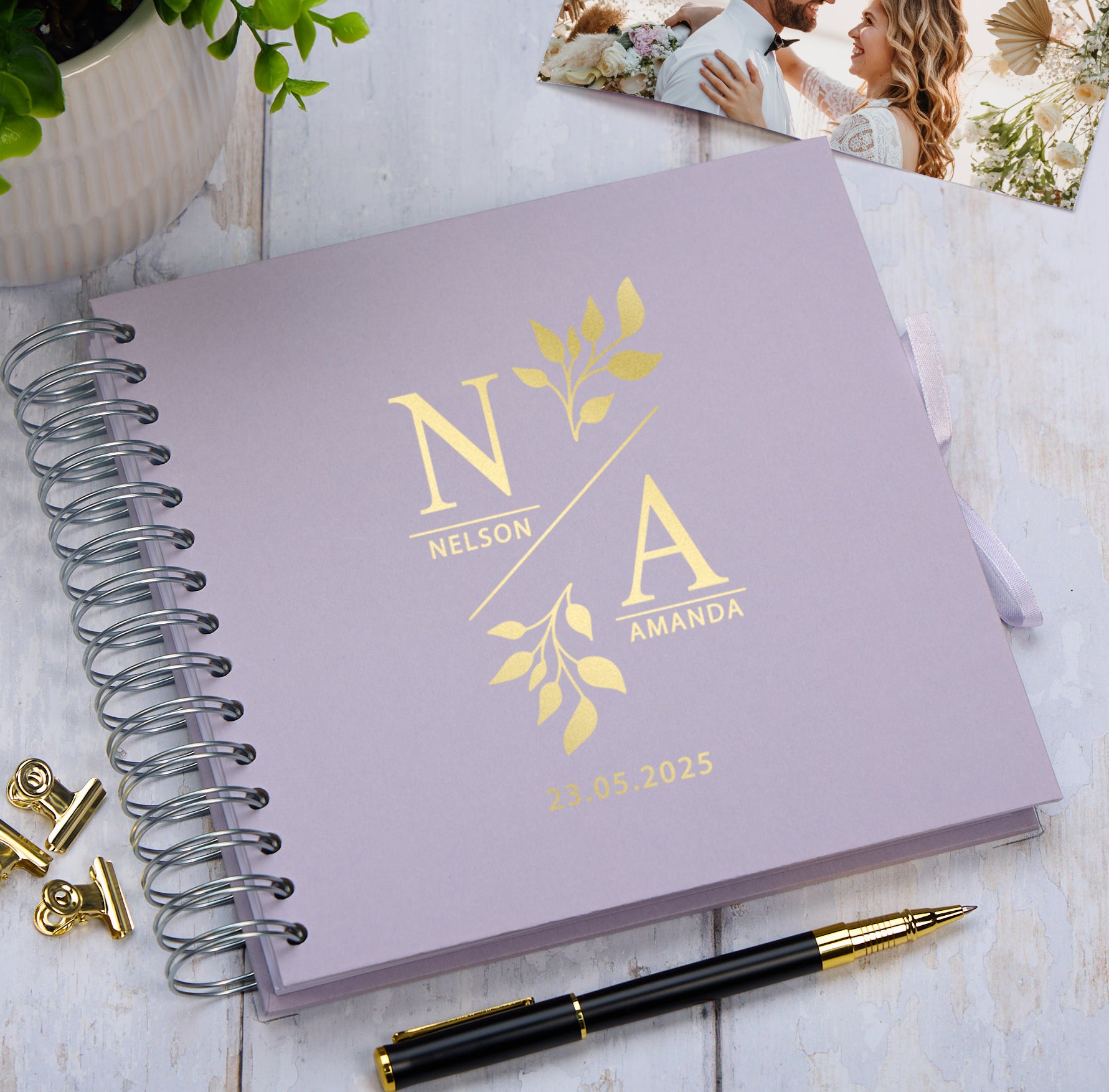 Personalised  Wedding Guest Book Reception Guestbook With Initials and Names