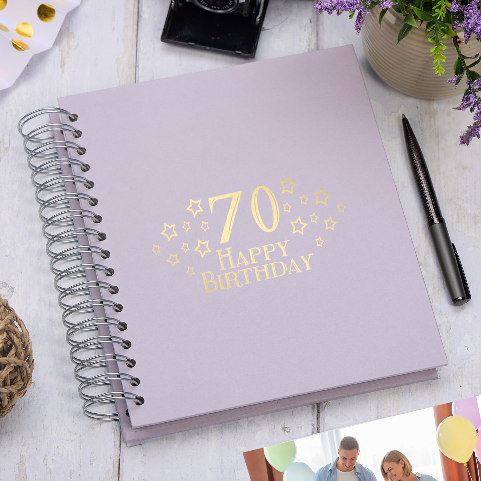 Large 70th Birthday Photo Album Memory Keepsake Gift With Stars Multiple Colours