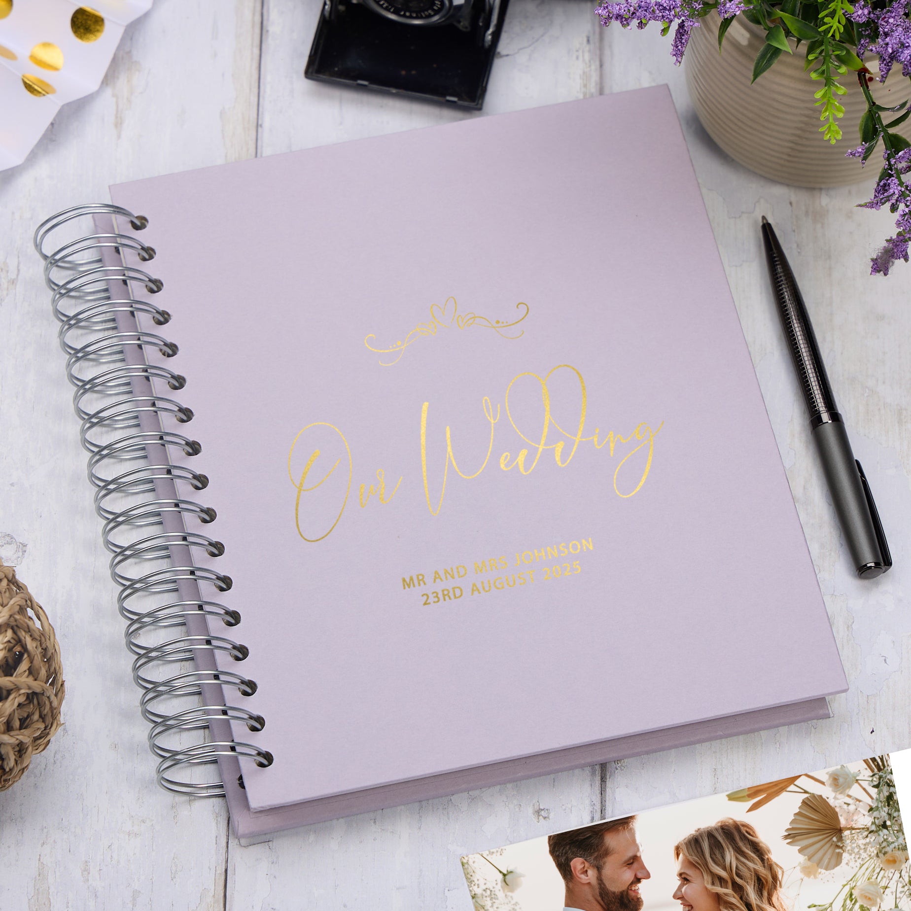 Personalised Large Wedding Photo Album With Heart, Multiple Colour Choice
