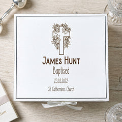 Personalised Baptism White Keepsake Box With Cross Design Keepsake Box ukgiftstoreonline