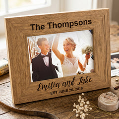 Personalised Engraved Wedding Photo Frame Gift Landscape With Names and Established Date Wedding Photo Frame ukgiftstoreonline