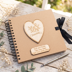 Personalised Brown Wedding Guest Book Wooden Engraving Mr and Mrs Personalised Wedding Gift ukgiftstoreonline