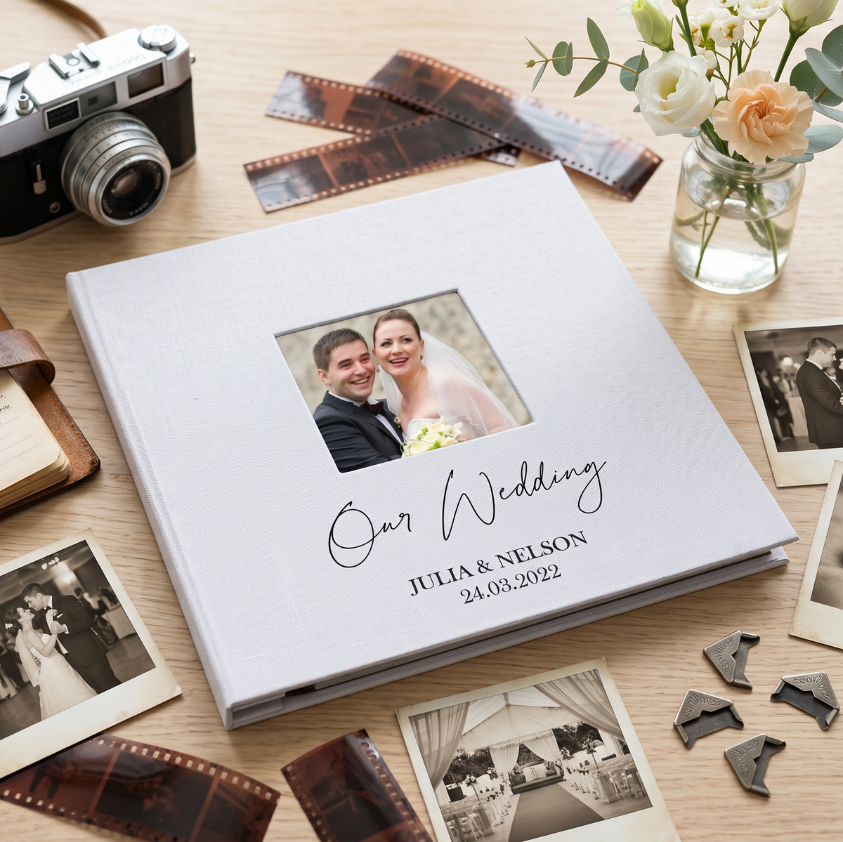 Personalised Self Adhesive Hardcover Large Linen Wedding Photo Album personalised photo album ukgiftstoreonline