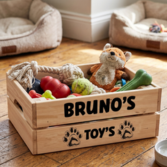Personalised Dog Toy Crate – Custom Pet Basket | Organise Dog Toys & Storage ukgiftstoreonline