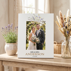 Personalised Wedding Day Photo Frame Gift for Couple With Bright Floral Wildflowers Photo Frame ukgiftstoreonline