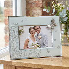 Silver Butterfly Photo Frame – Elegant 7x5 Glass Picture Frame With Floral Motif photo frame ukgiftstoreonline