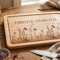 Wildflower Engraved Solid Wooden Chopping Board with Optional Personalisation For Any Occasion chopping Board ukgiftstoreonline