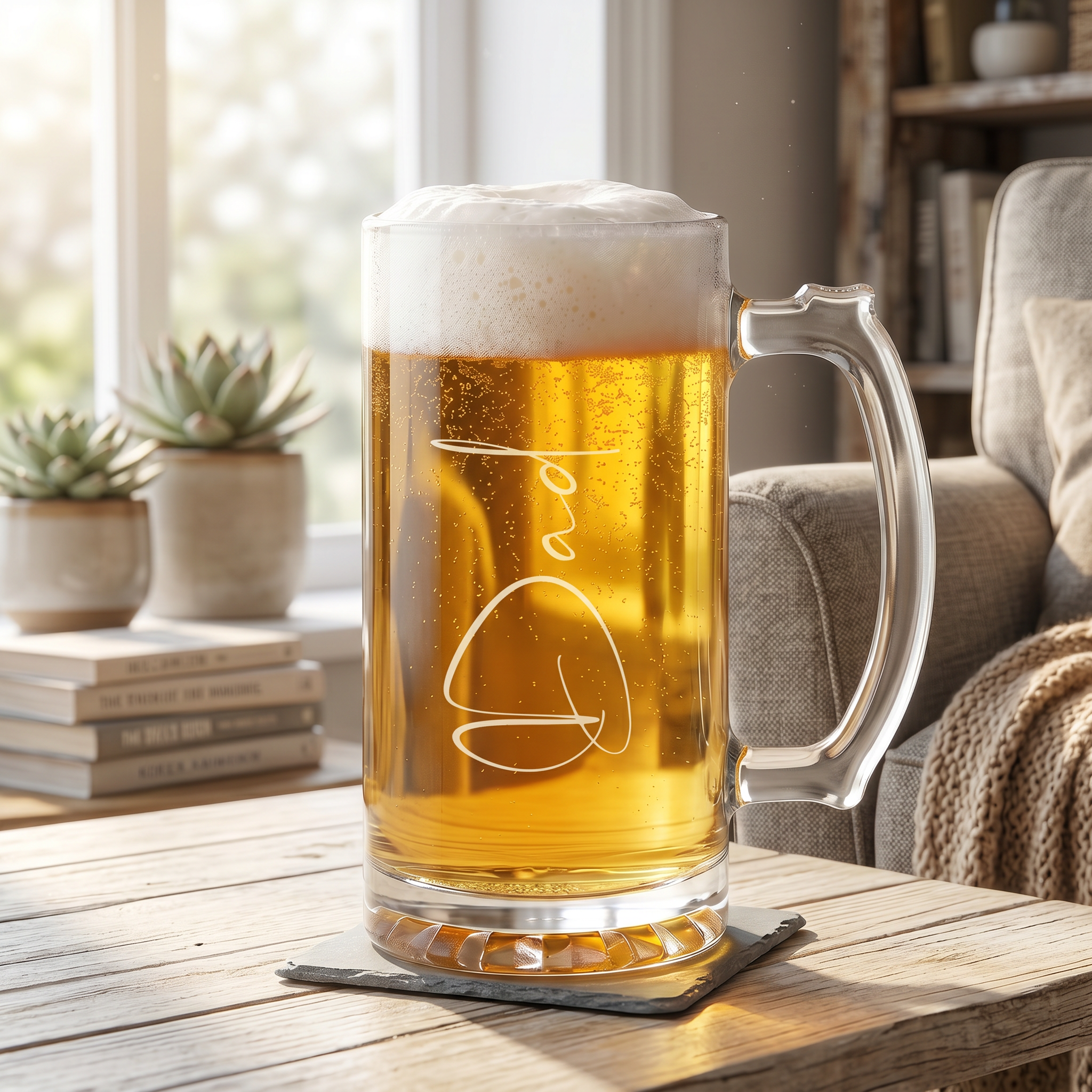 Engraved Dad Gift Beer Mug Glass With Handle For Father's Day, Birthdays or Christmas personalised beer glasses ukgiftstoreonline