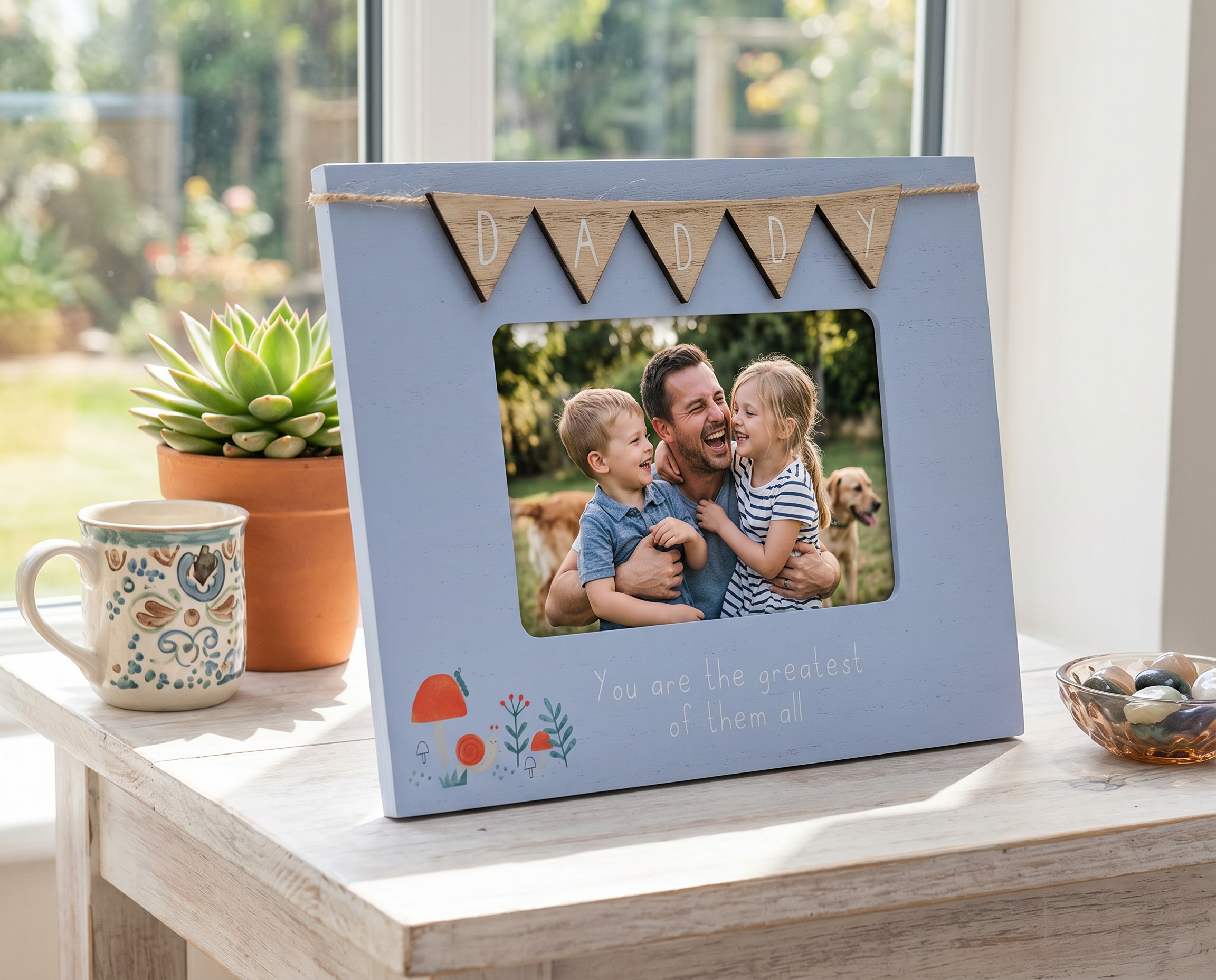 Daddy Photo Frame With Bunting 6'x4' Picture with Sentiment, Freestanding Father's Day, Birthday or Christmas photo frame ukgiftstoreonline