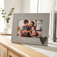 Dad Silver Heart Photo Frame 6'x4' Picture with Sentiment, Freestanding and Gift Boxed - Father's Day, Birthday or Christmas photo frame ukgiftstoreonline