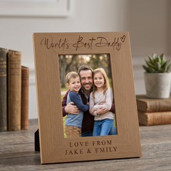 World's Best Daddy, Custom Photo Frame, Dad Birthday Gift Engraved Oak Finish ukgiftstoreonline
