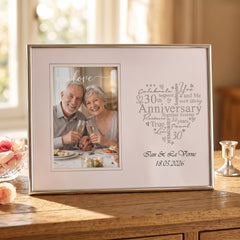 Personalised 30th Anniversary Silver Heart Photo Frame Gift Boxed