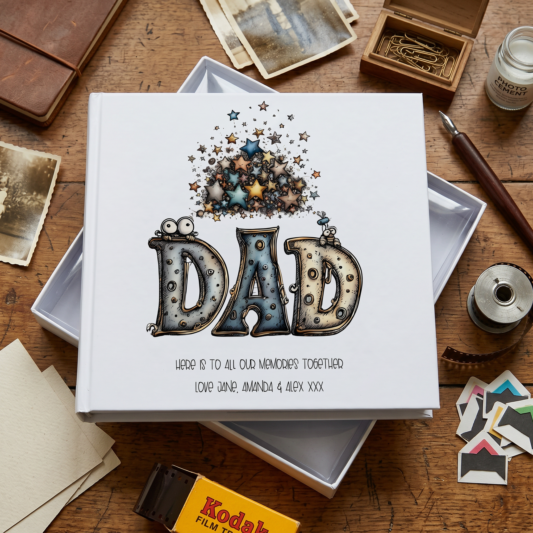 Personalised Colourful Dad Photo Album in Gift Box, Holds 50 6x4 Photographs, Writing Area, Keepsake Memory Book photo album ukgiftstoreonline