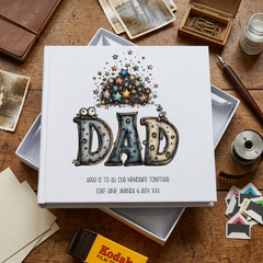 Personalised Colourful Dad Photo Album in Gift Box, Holds 50 6x4 Photographs, Writing Area, Keepsake Memory Book photo album ukgiftstoreonline