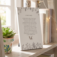 Friendship Plaque Gift – Standing Plaque With Sentimental Quote & Raised Butterfly