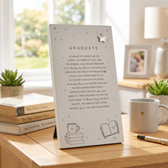 Graduate Plaque Gift – Standing Plaque With Sentimental Quote & Elegant Illustrations
