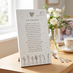 Grandma Plaque Gift – Standing Plaque With Sentimental Quote & Raised Heart