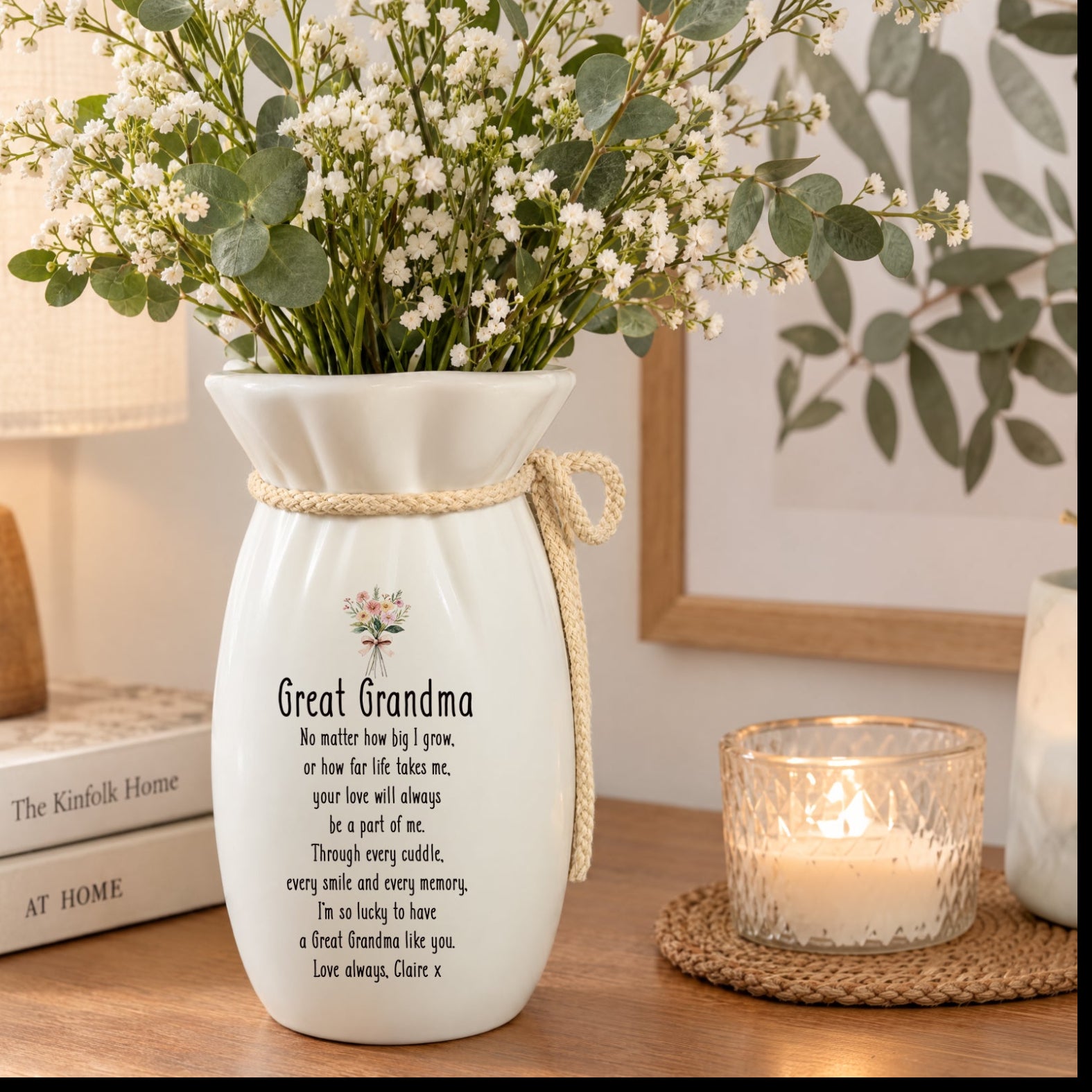 Personalised Flower Vase For Great Grandma, Custom Name, 195X110Mm ukgiftstoreonline