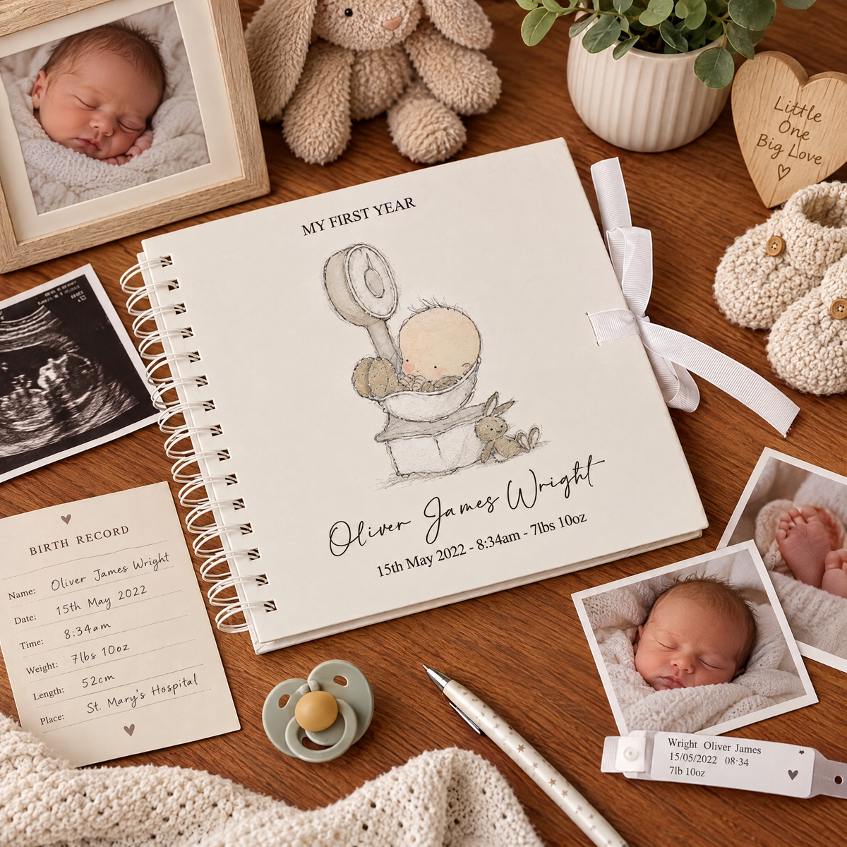 Personalised Baby Birth Record Book My First Year With Scale