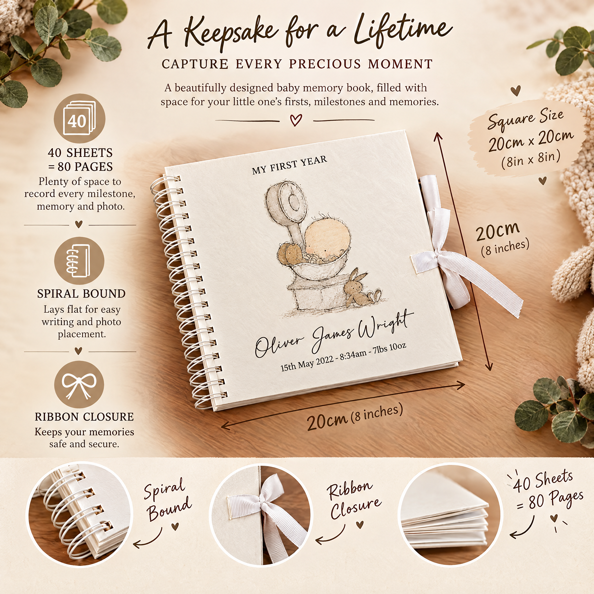 Personalised Baby Birth Record Book My First Year With Scale