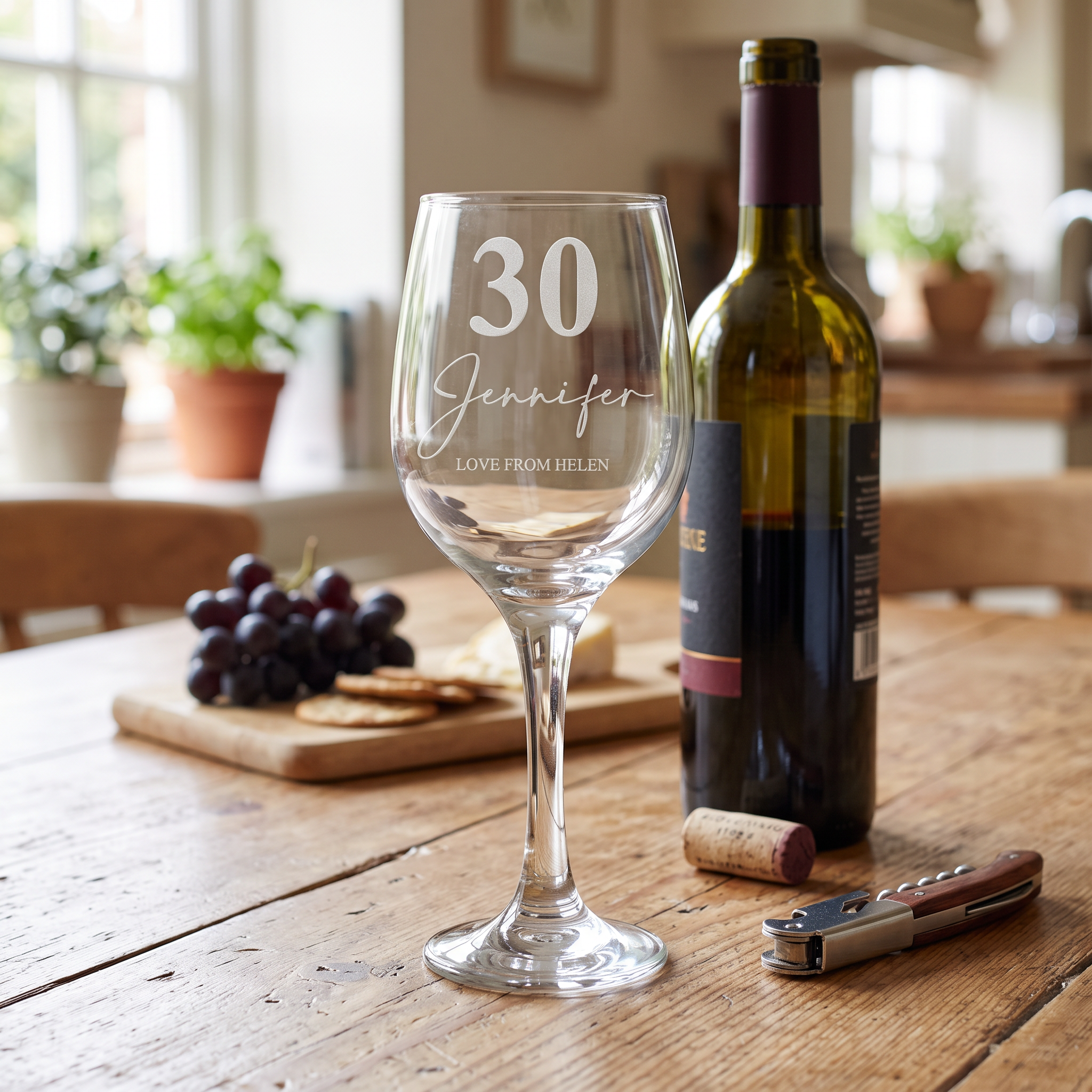 Personalised 30th Birthday Engraved Wine Glass Gift Name & Sentiment Personalised Wine Glasses ukgiftstoreonline