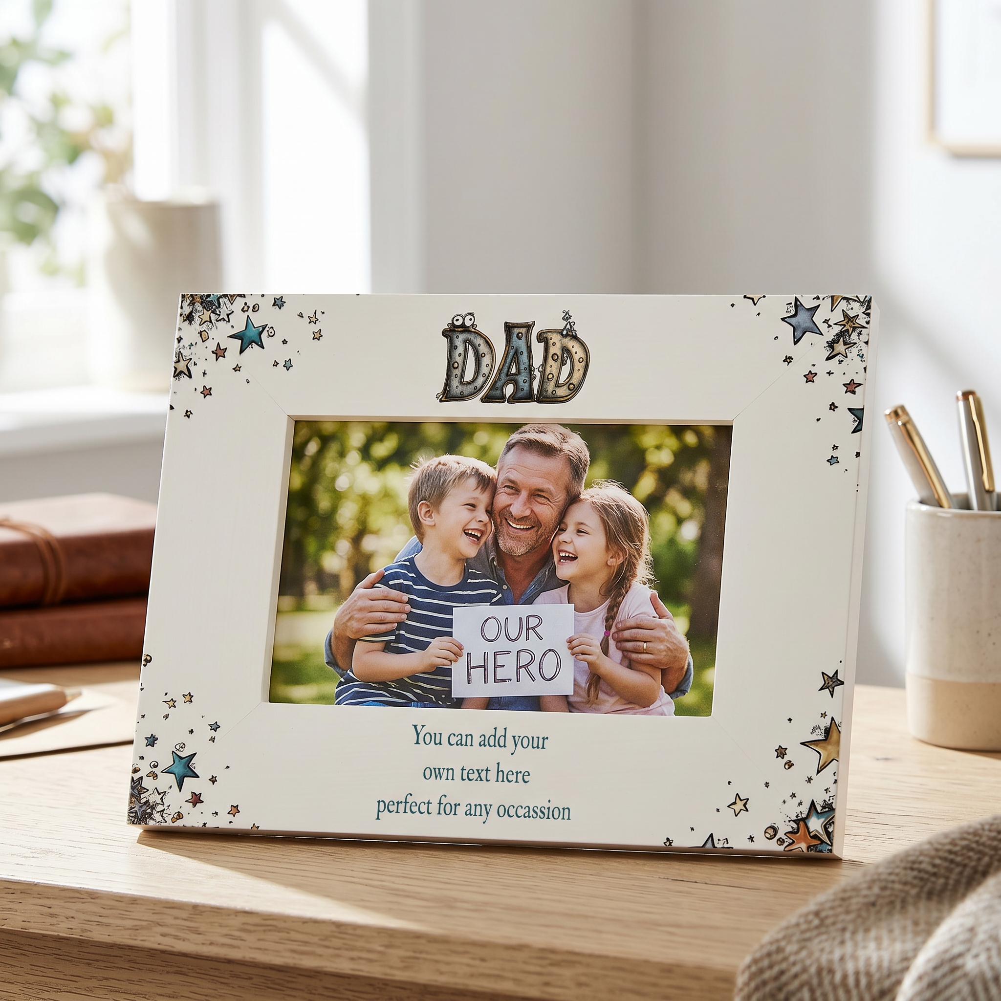 Personalised Colourful Dad Photo Frame Gift for Fathers Day Birthday or Christmas Photo Frame ukgiftstoreonline Landscape