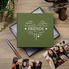 Friends Word Heart Olive Green Photo Album Gift For 50 x 6"x4"
