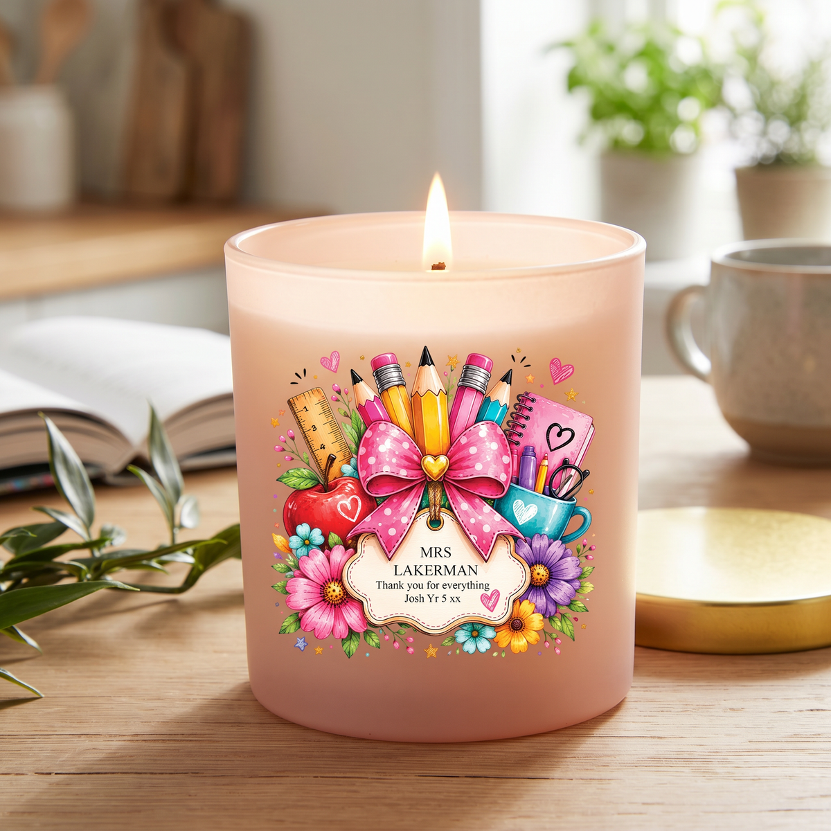 Personalised Teacher Gift Candle Thank you End of Year leaving Gift