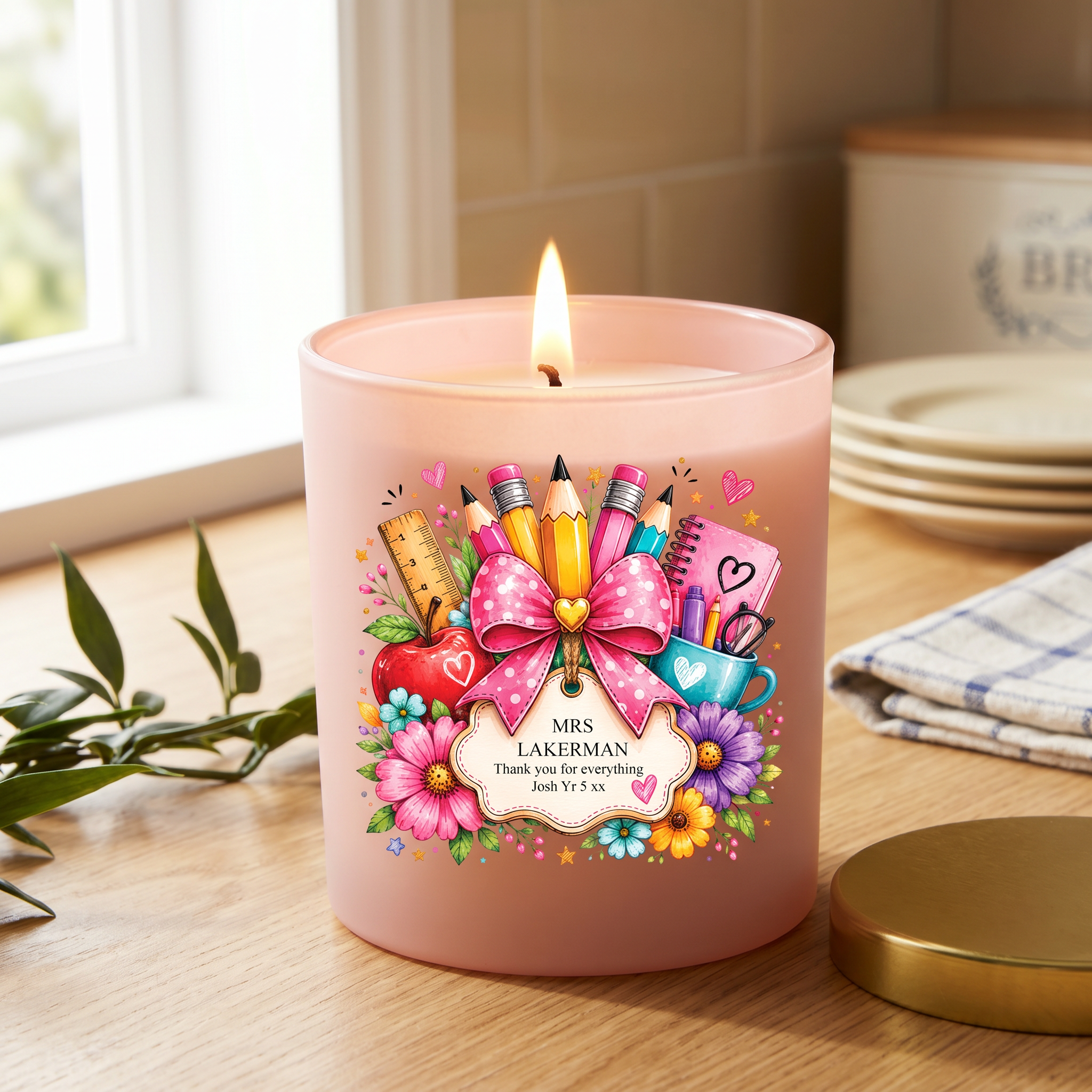 Personalised Teacher Gift Candle Thank you End of Year leaving Gift