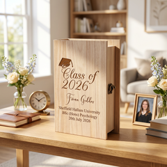 Personalised Graduation Keepsakes Engraved Wooden Box for Certificate Photos, etc