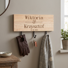 Personalised Engraved Wooden Wedding or Anniversary Key or Coat Hook ukgiftstoreonline