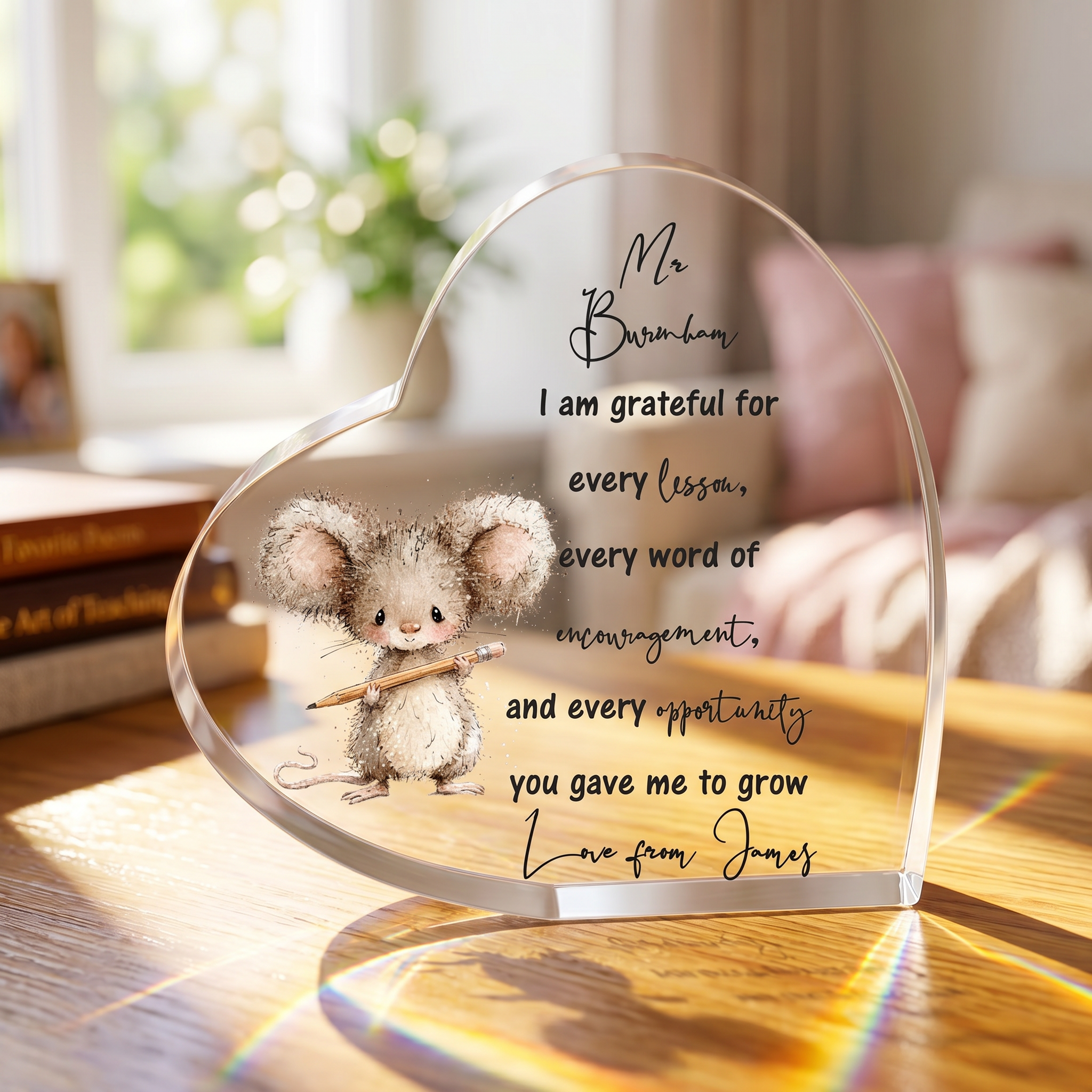 Personalised Cute Teacher Gift Heart Block In Gift Box End of Term Leaving Thank You Gift