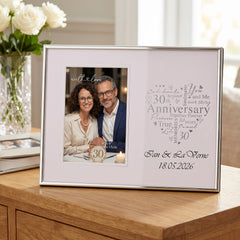 Personalised 30th Anniversary Silver Heart Photo Frame Gift Boxed