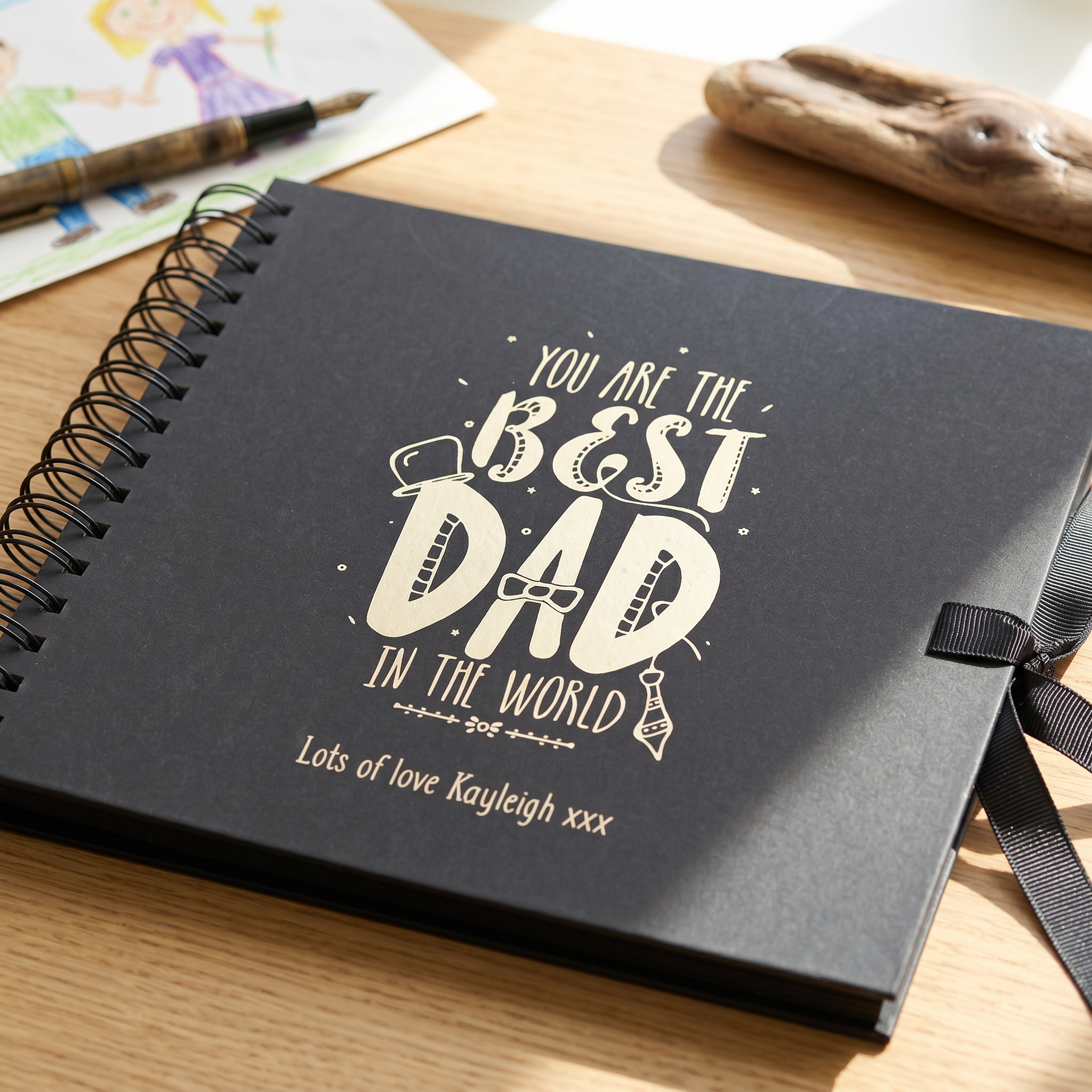 Personalised Best Dad In The World Scrapbook Photo Album Gift Foil Print Birthday Christmas or Fahers day