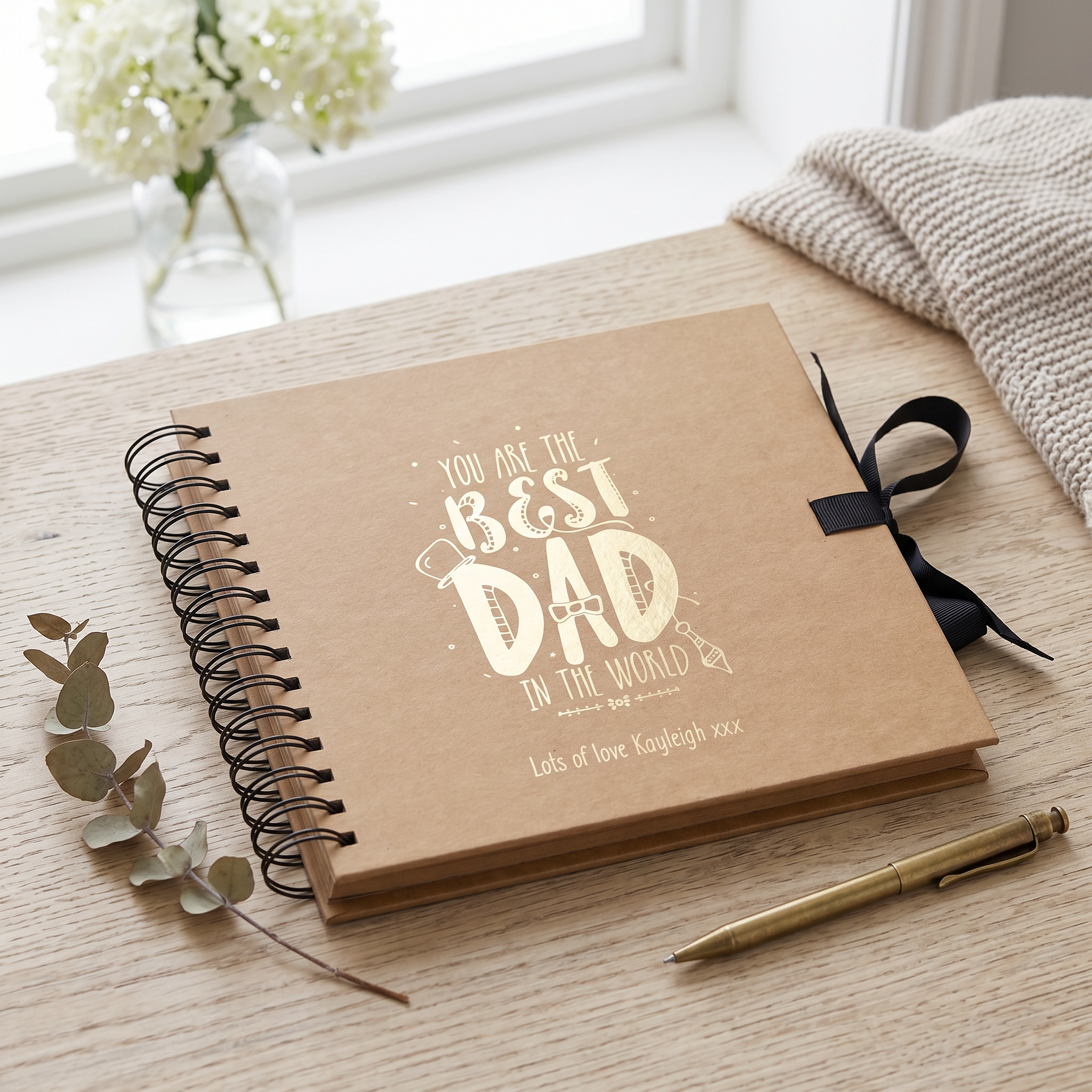 Personalised Best Dad In The World Scrapbook Photo Album Gift Foil Print Birthday Christmas or Fahers day