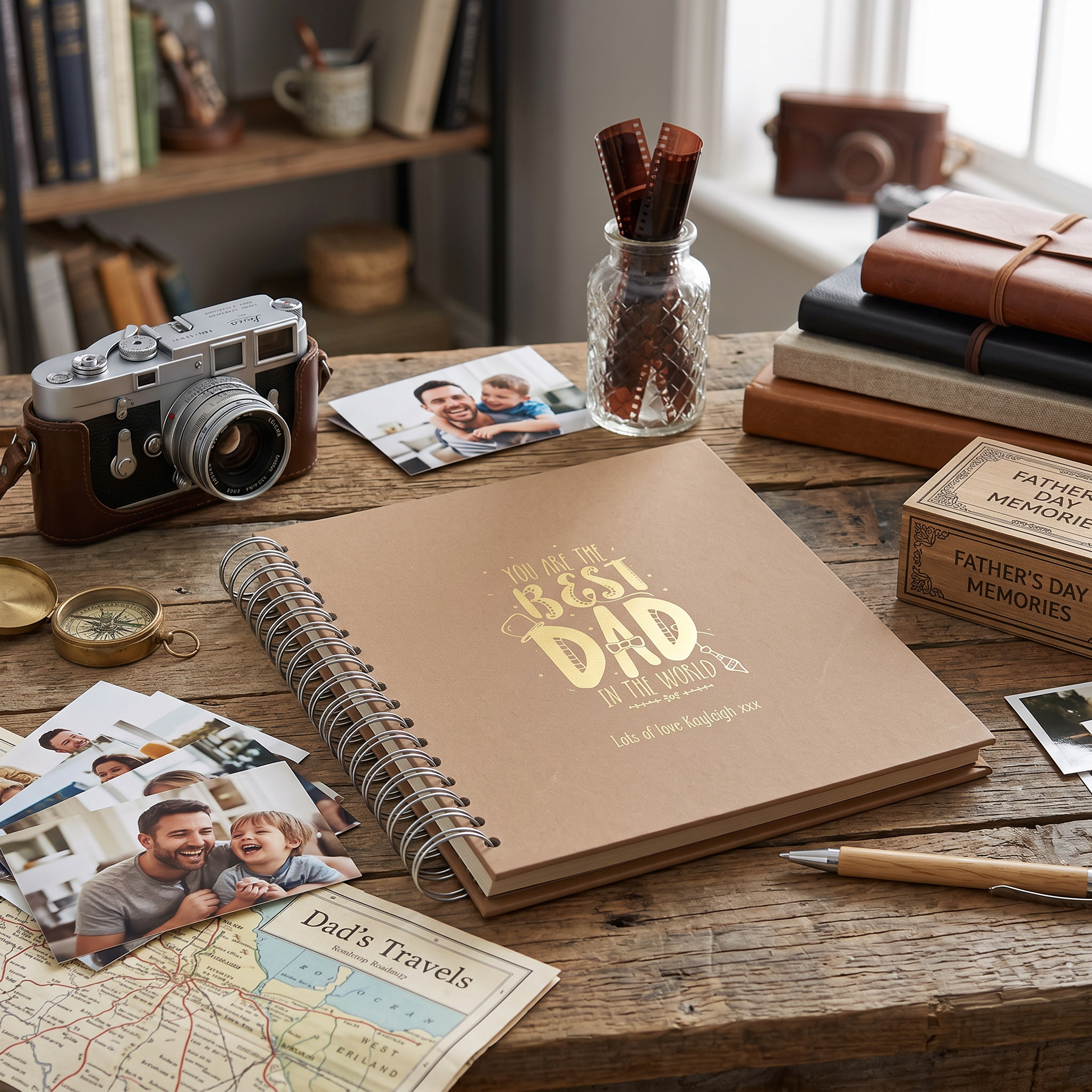 Personalised Best Dad In the World Photo Self Adhesive Album Scrapbook Multiple Colours Photo Album ukgiftstoreonline