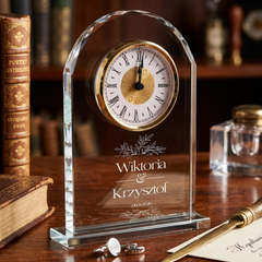 Personalised Engraved Large Crystal Glass Clock Wedding Gift Or Wedding Present In Presentation Box