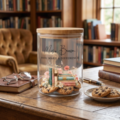 Personalised Storage Jar with name Gift For Teacher End Of Year Tea Coffee Sweets or Cookies personalised photo frames ukgiftstoreonline