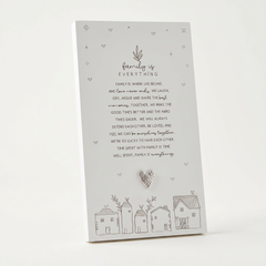 Family Is Everything Plaque Gift – Standing Plaque With Sentimental Quote & Raised Heart