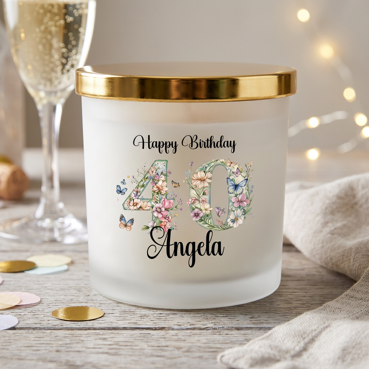 Personalised Birthday Large Candle Gift for Her | 18th 21st 30th 40th 50th 60th With Floral Numbers personalised Candle Lights ukgiftstoreonline