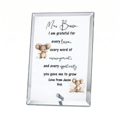 Personalised Teacher Gift Plaque, Keepsake, Encoragement Quote (18cm x 13cm, Thick Glass, Custom Print) ukgiftstoreonline