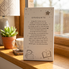Graduate Plaque Gift – Standing Plaque With Sentimental Quote & Elegant Illustrations