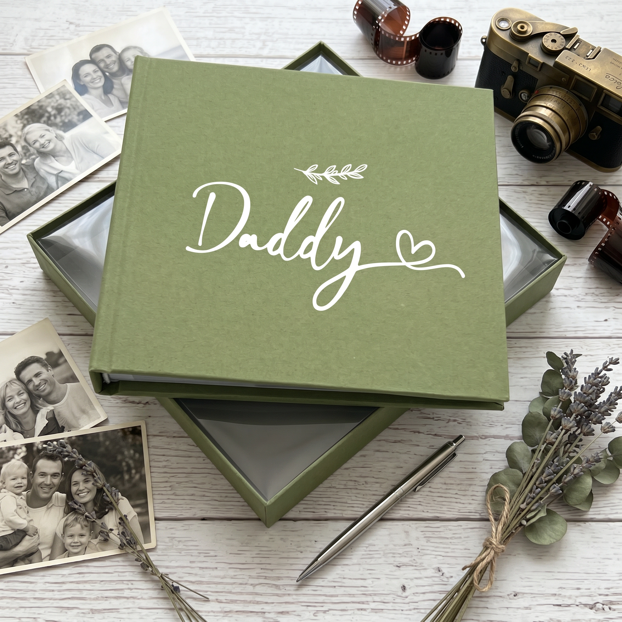 Daddy Photo Album With Leaf Design For 50 x 6 by 4 Photos Green Cover and Gift Box photo album ukgiftstoreonline