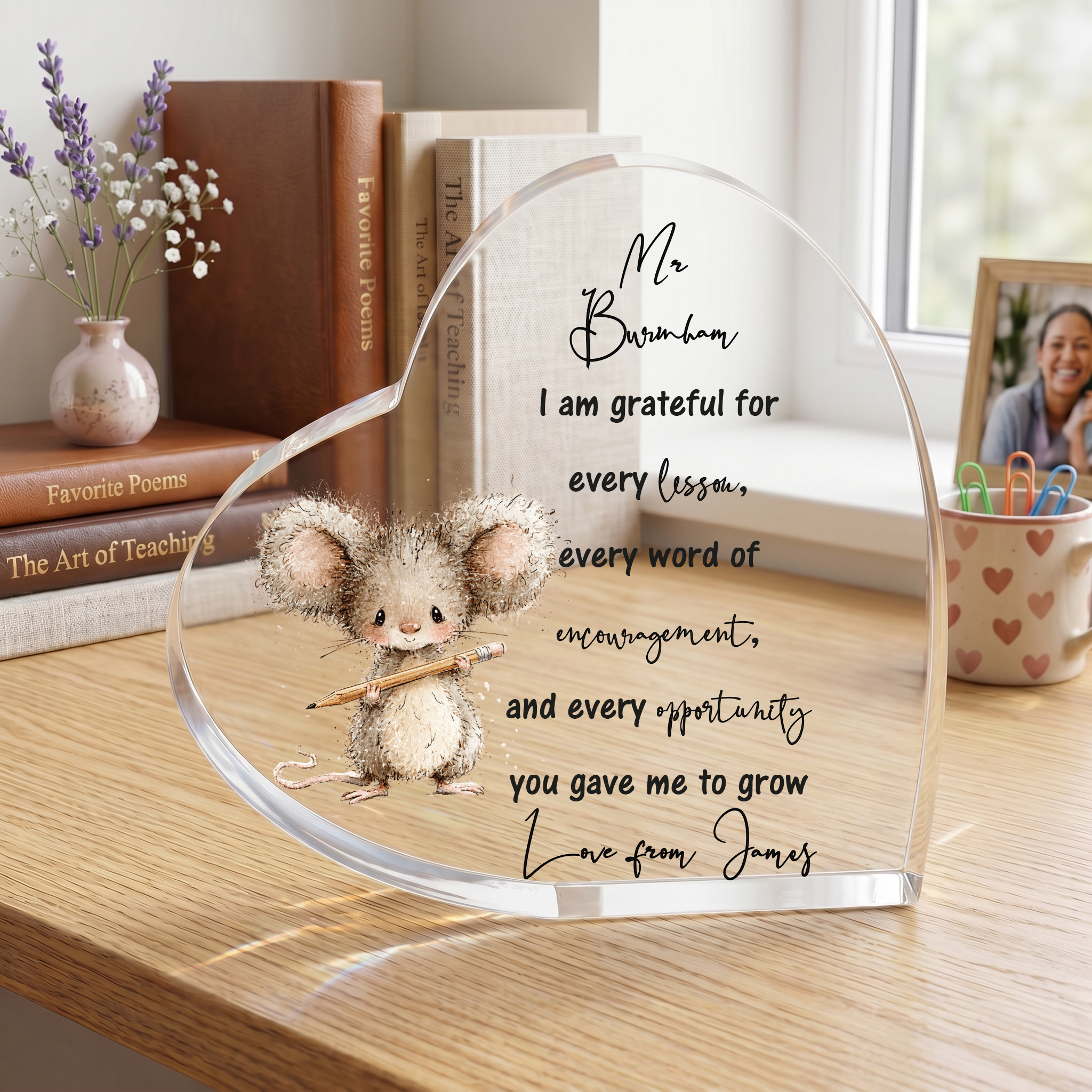 Personalised Cute Teacher Gift Heart Block In Gift Box End of Term Leaving Thank You Gift