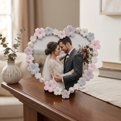 Pastel Colour Daisy Heart Photo Frame for Anniversaries Wedding and Valentines photo frame ukgiftstoreonline